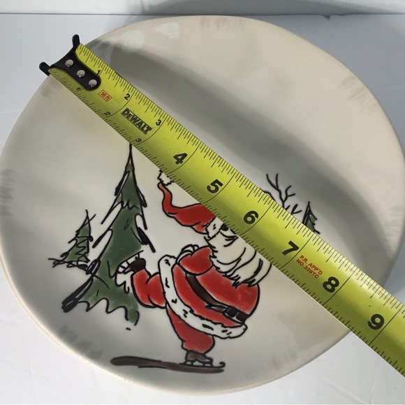 4 Salad / Dessert Plates Eli & Ana Handmade Whimsy Santa 8 1/2"  New - Picture 6 of 9